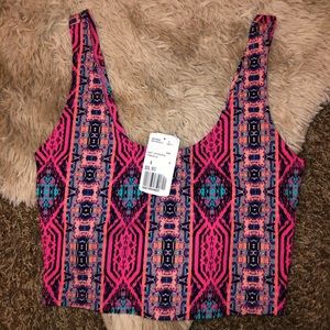 Forever 21 Pink Tribal Pattern Crop Top